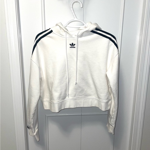 Adidas white cropped hoodie - Picture 1 of 4